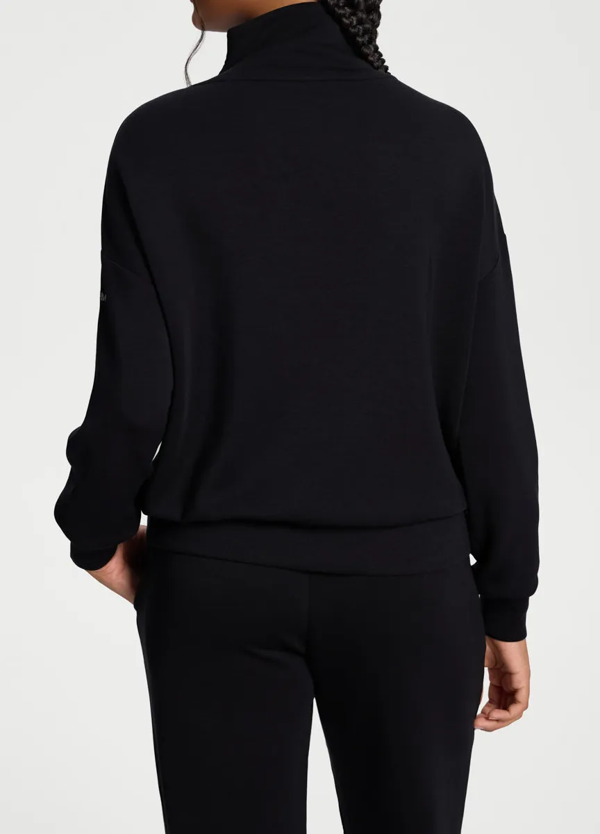 High Collar Relaxed Half-Zip Sweatshirt