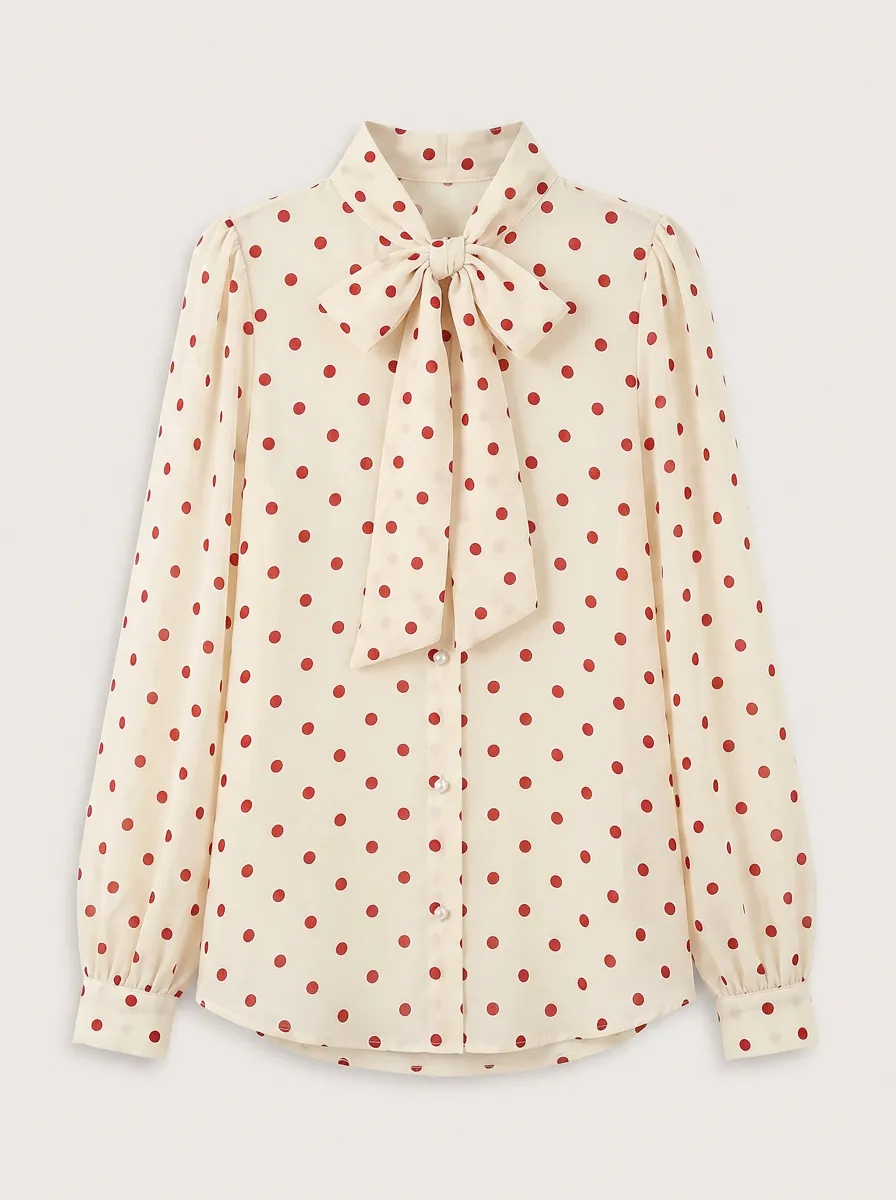 Women's Denim Cotton Polka Dot Shirt
