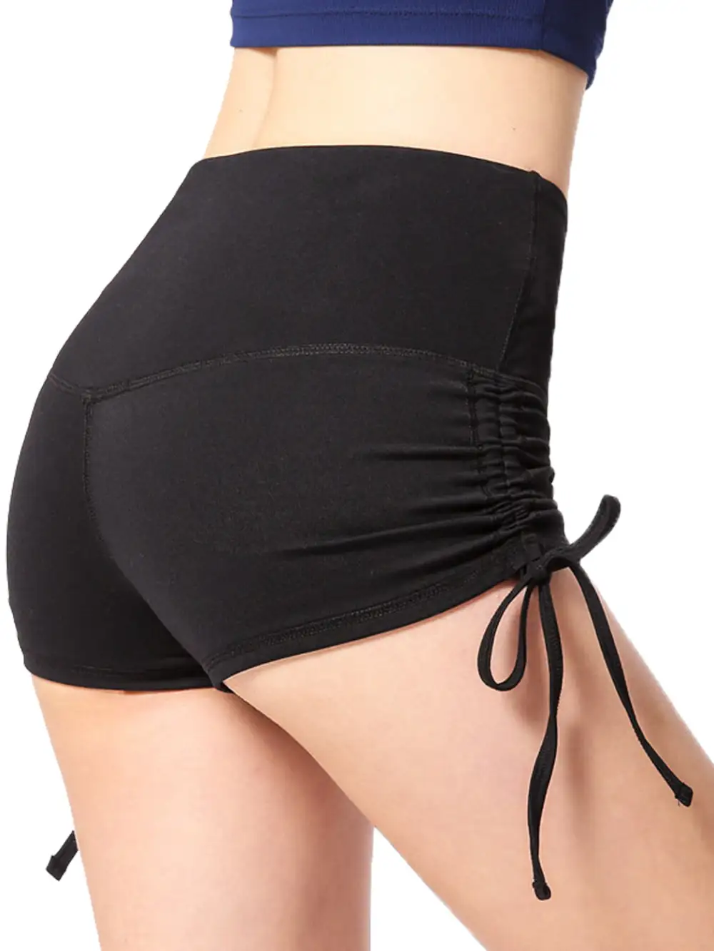 High-Waist Elastic-Waist Stretch Running Shorts