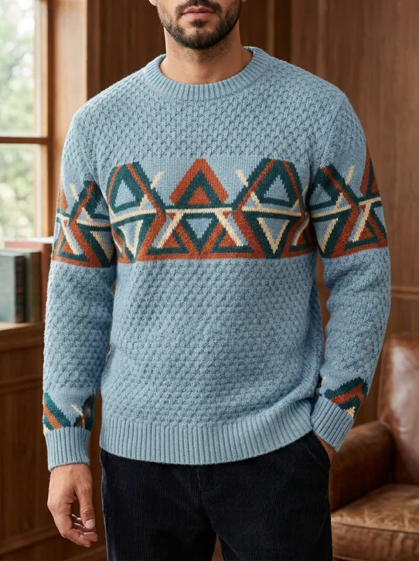 Men's Textured Crewneck Crewneck Sweater