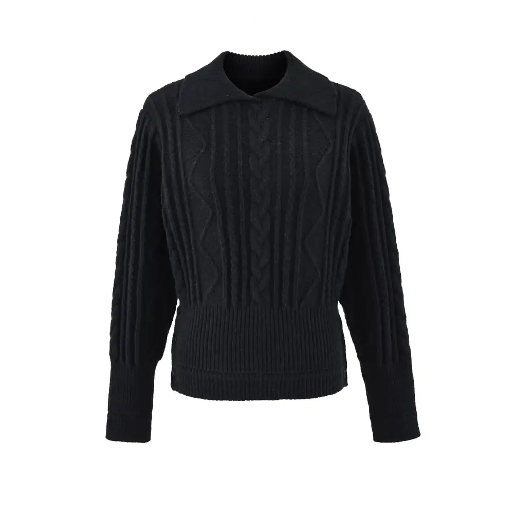 Minimal Cable Knit Turtleneck Sweater