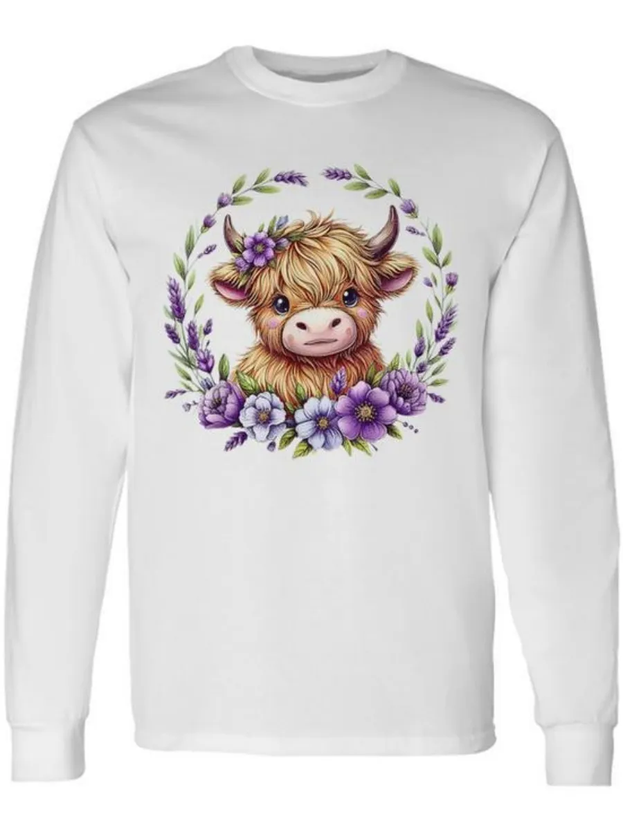 Highland Cow and Floral Printed T-Shirt