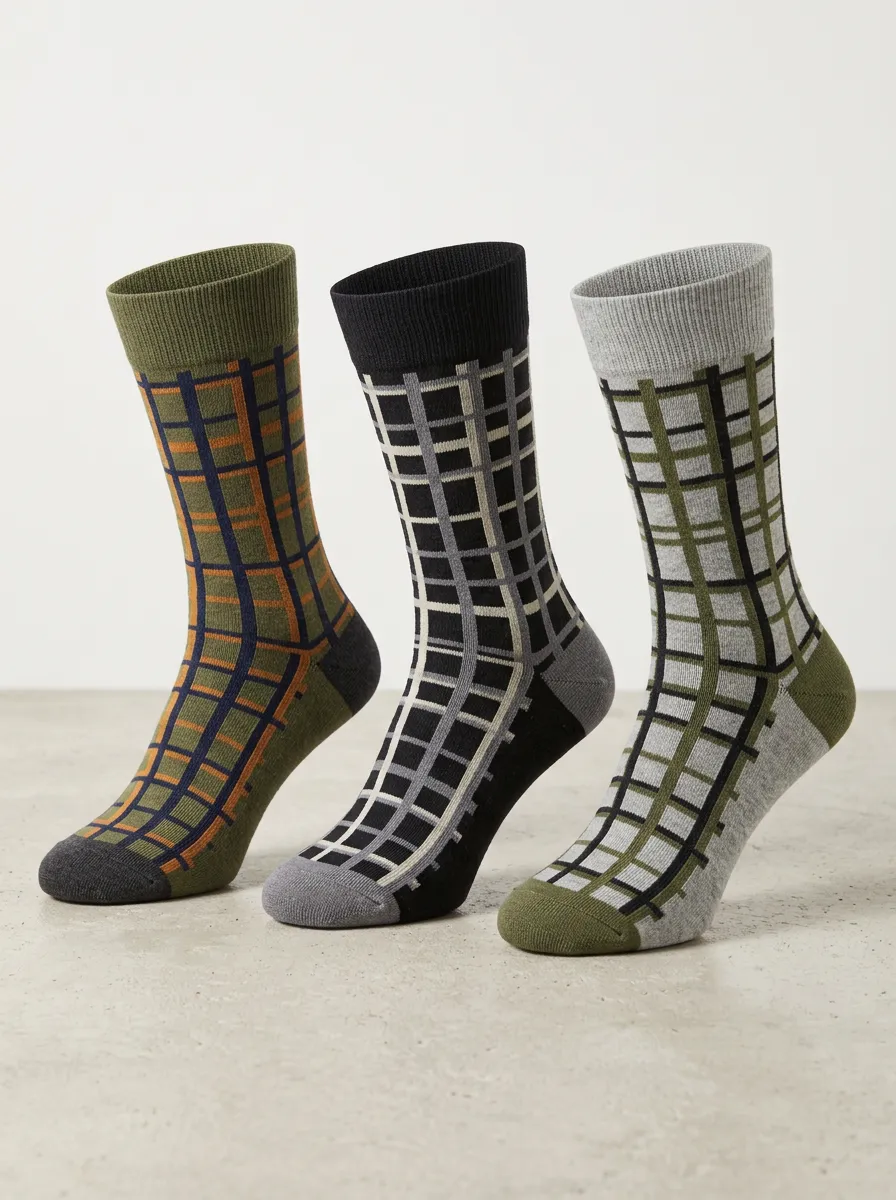 Plaid Casual Sock Set