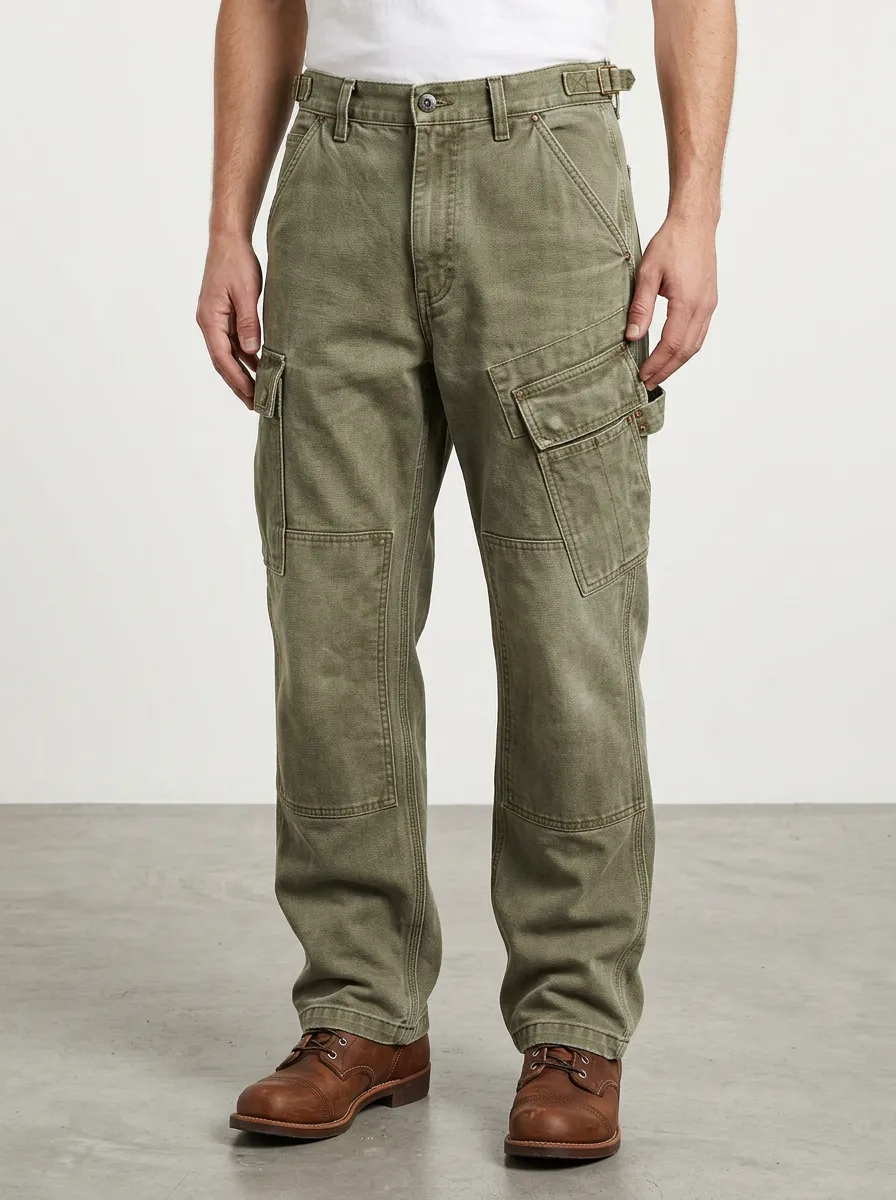 Men's Relaxed Vintage Canvas Pocket Cargo Pants