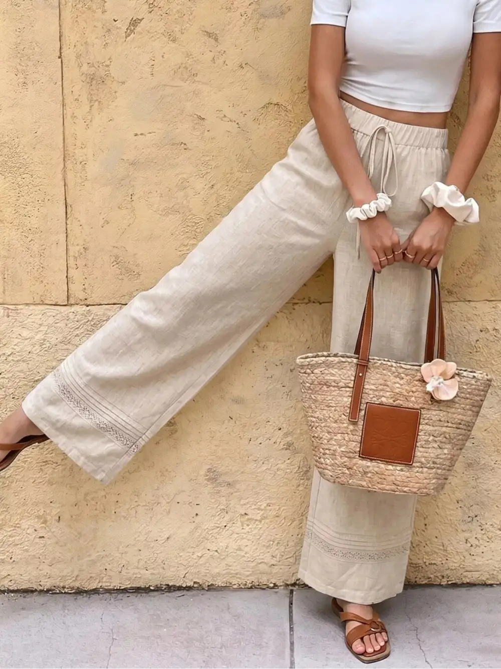 Everyday Casual Drawstring Wide Leg Pants
