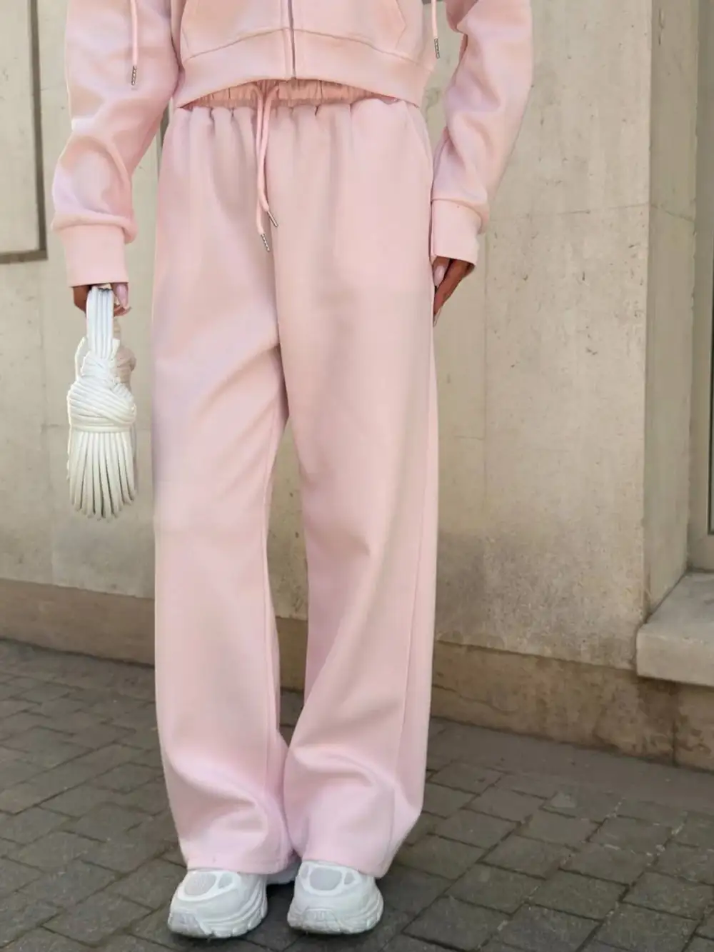 Zip Up Drawstring Hoodie And Pants Set