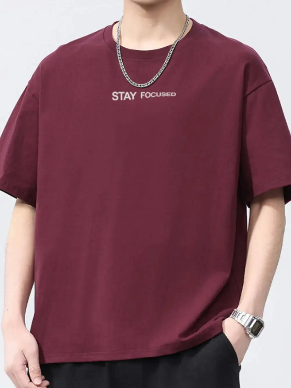 Letter Round-Neck Short-Sleeve T-Shirt