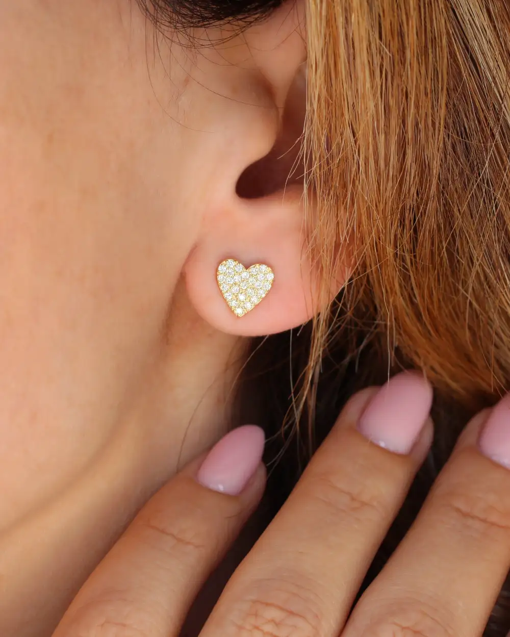 Heart Diamond Stud Earrings