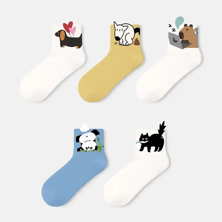 Whimsical Cartoon Animal Ankle Socks