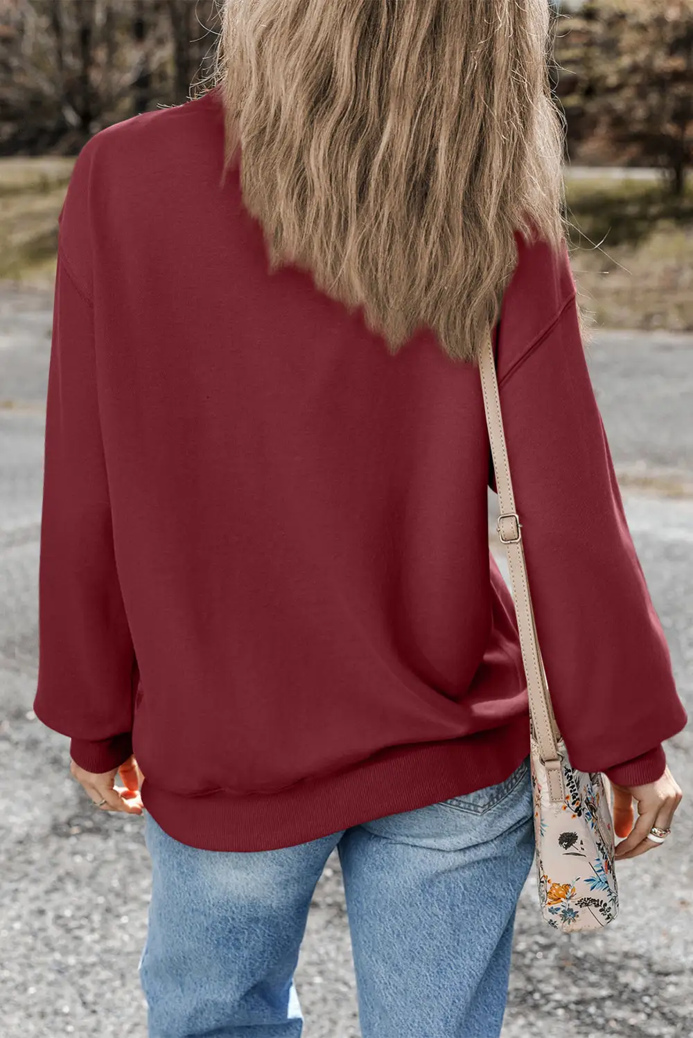 Casual Drop Shoulder Crewneck Sweatshirt