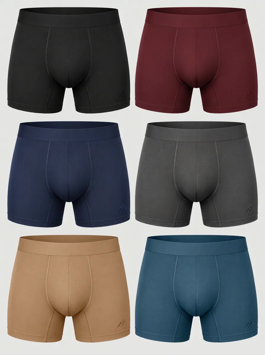 Men's Mountain Motif Print Smooth Cotton Boxer Briefs Multipack