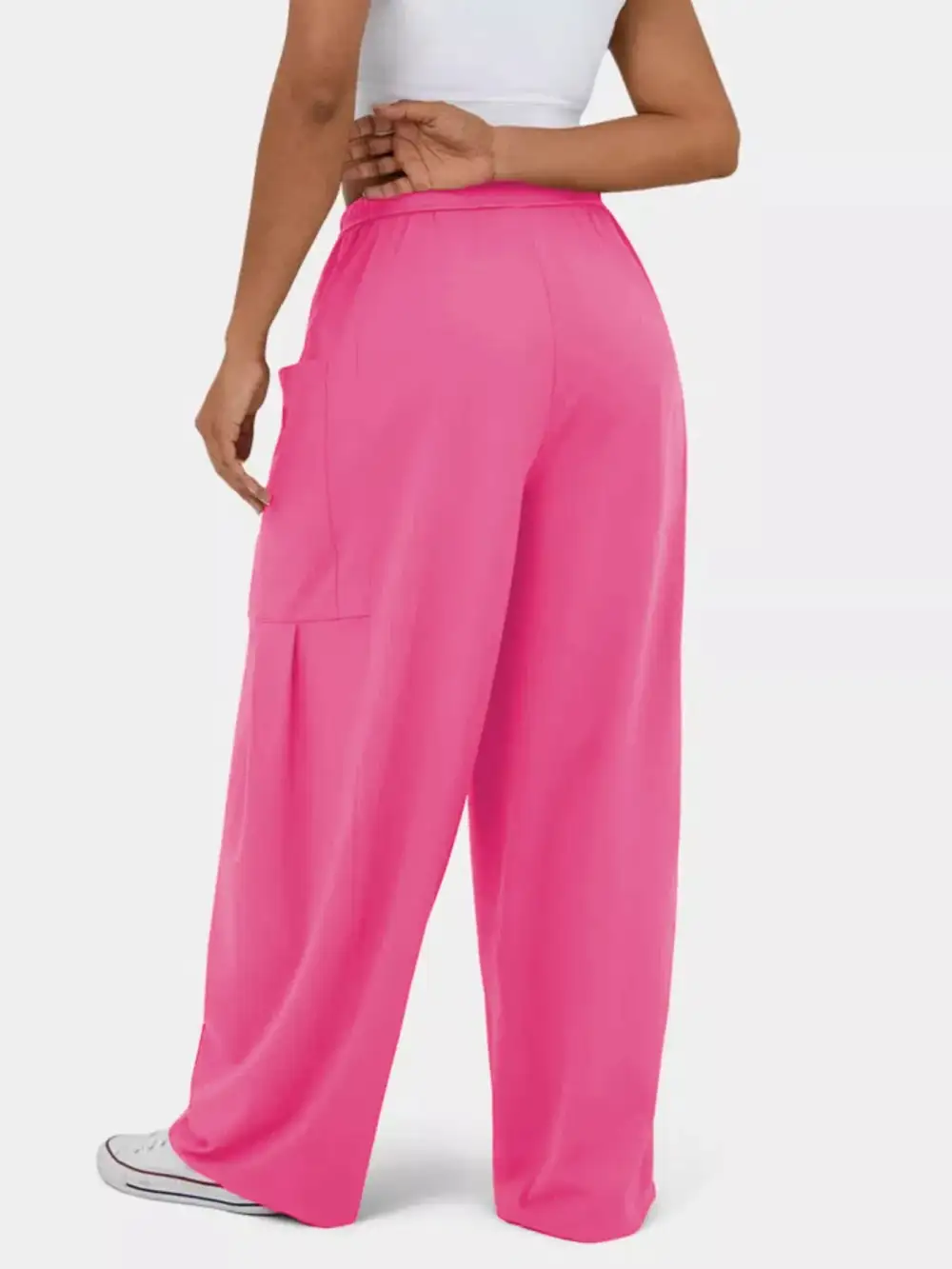 High Waisted Drawstring Wide Leg Pants
