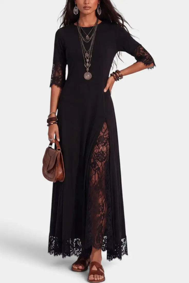 Floral-Lace Floral Maxi Dress