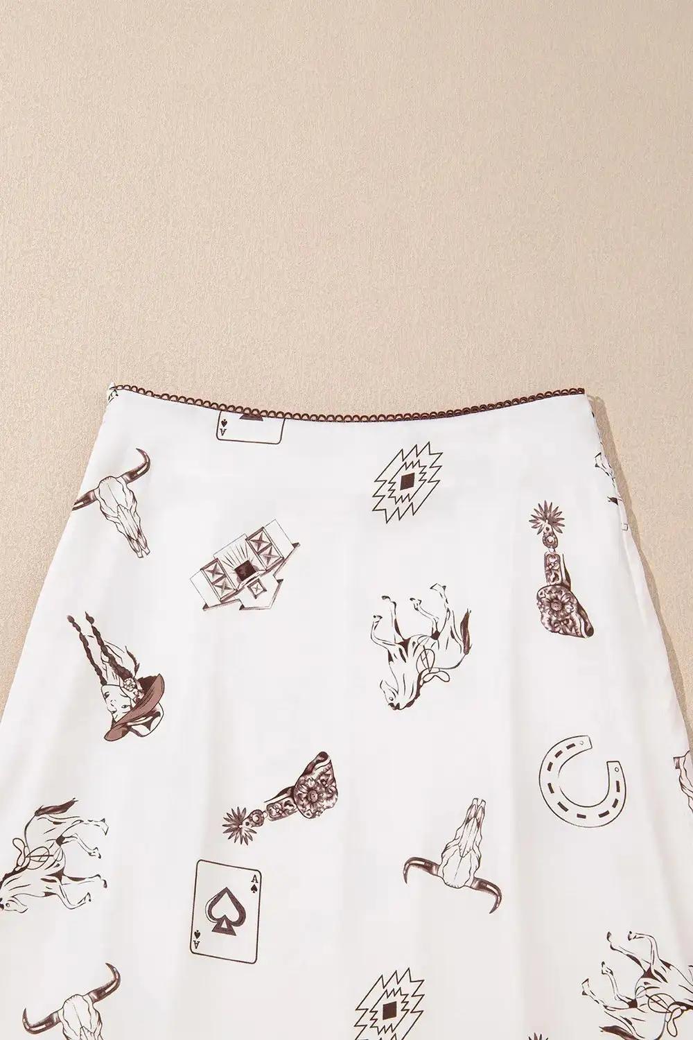 Relaxed Satin Printed Skirt