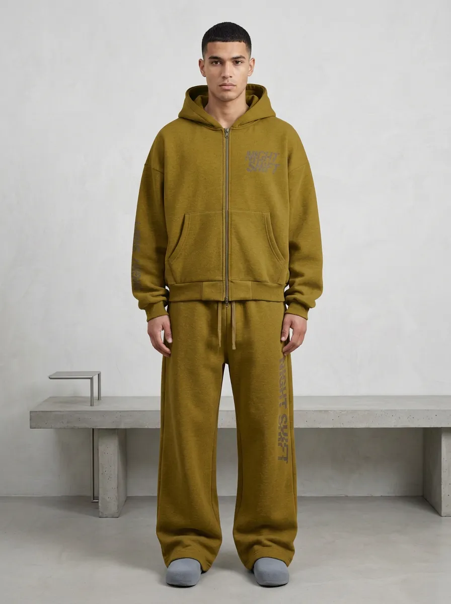 Streetwear Hoodie Zip-Up Jogger Men's Two-Piece Tracksuit