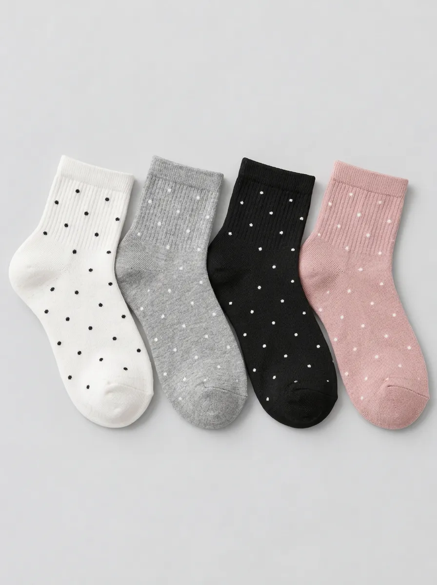 Women's Multicolor Polka Dot Crew Socks 4-Pack
