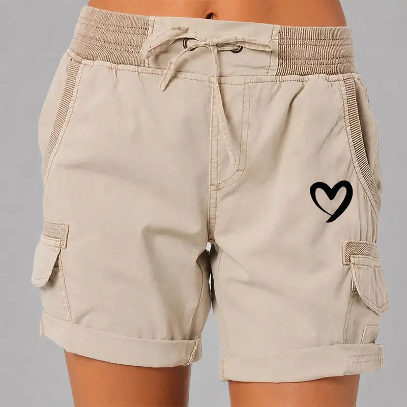 Women's Heart Graphic Cargo Lounge Shorts