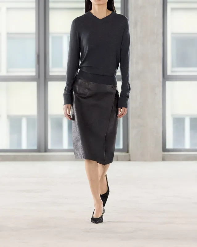 Charcoal Melange V-Neck Knit Sweater