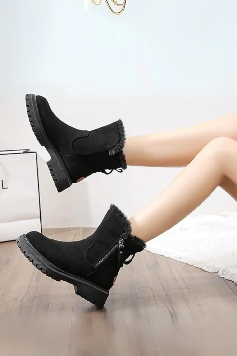 Mid Calf Boots Warm Lined Padded Design