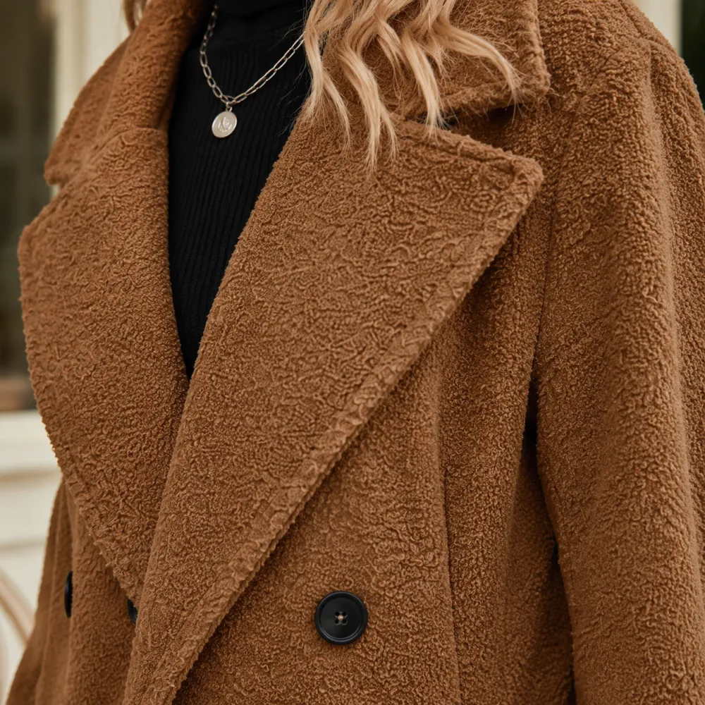 Double-Breasted Notched Lapel Coat