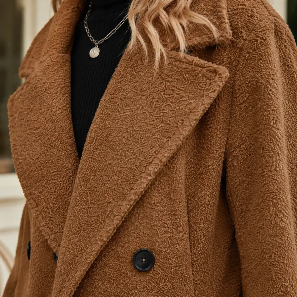 Double-Breasted Notched Lapel Coat