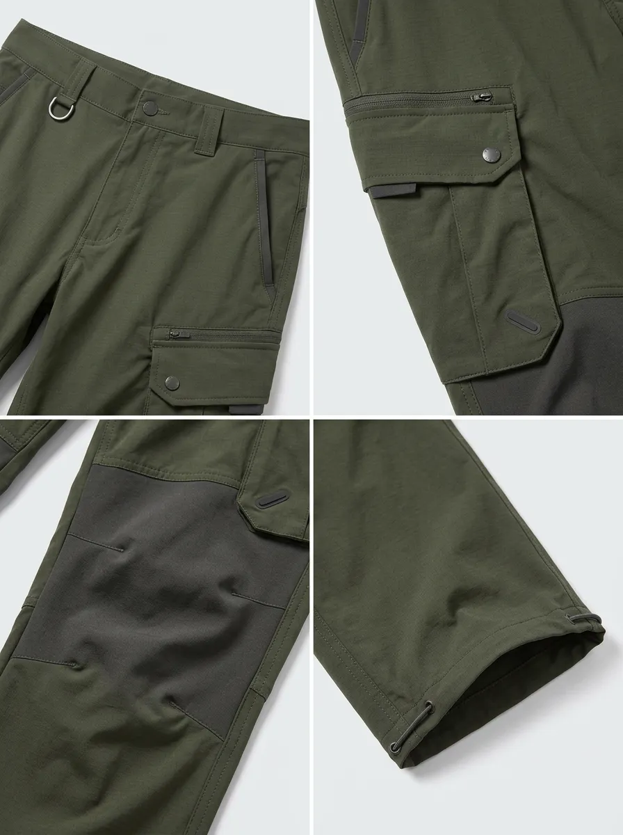 Men's Olive Green Multi-Pocket Utility Cargo Pants