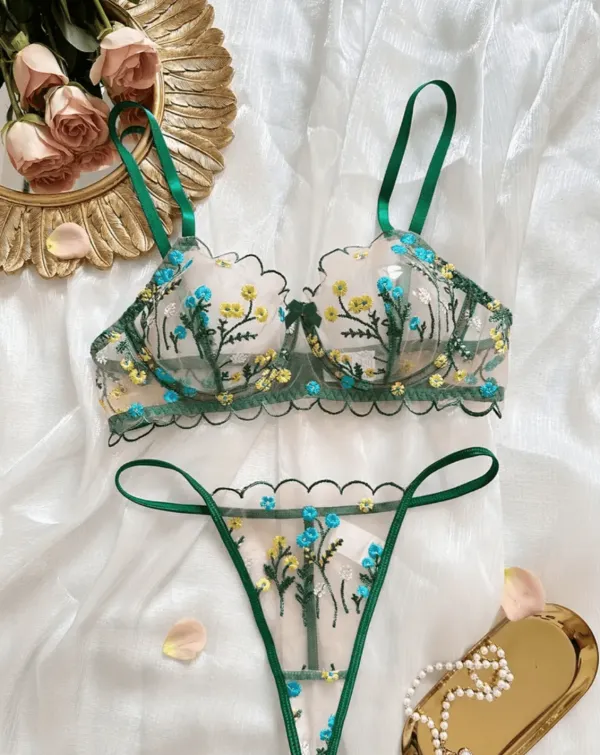 Delicate Floral Sheer Lingerie Set