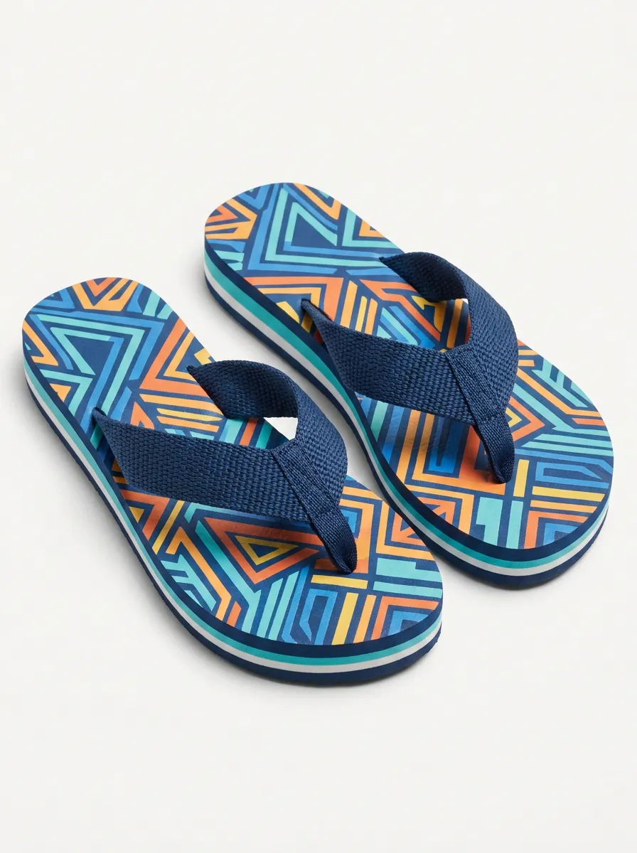 Printed Unisex Flip Flops with Geometric Design