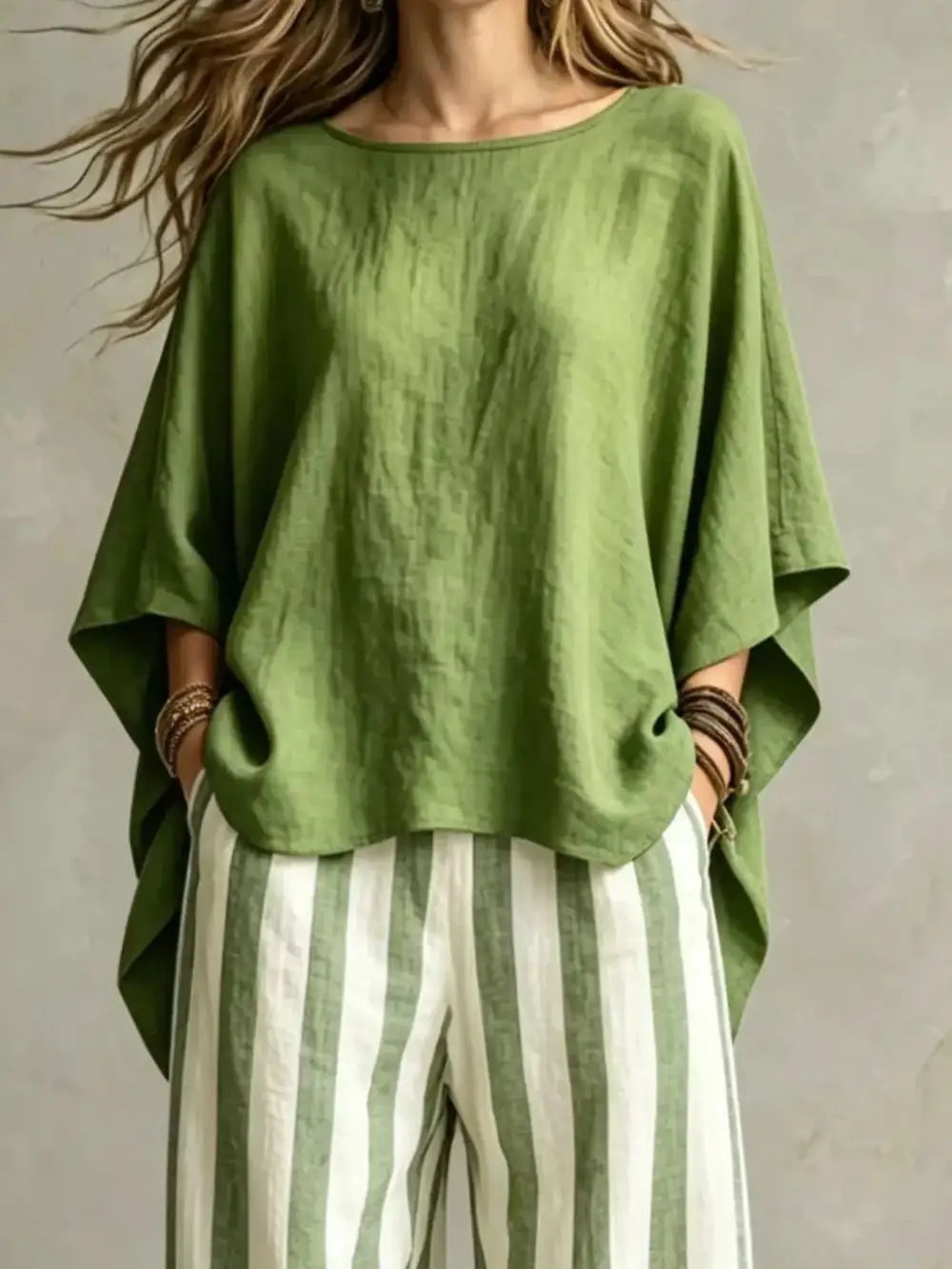 Full Size Solid Color Top and Pants Set Plus