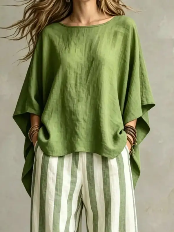 Full Size Solid Color Top and Pants Set Plus