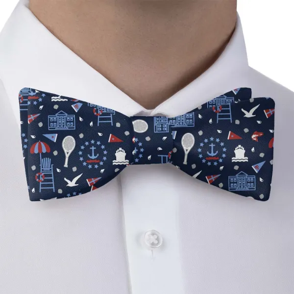 Ocean Tennis Heritage Motif Bow Tie