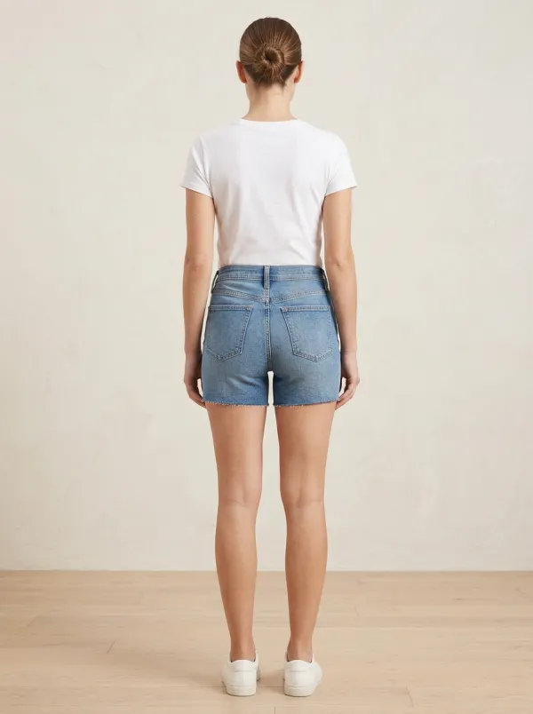 Women's Classic High-Rise Raw Hem Loose Denim Shorts