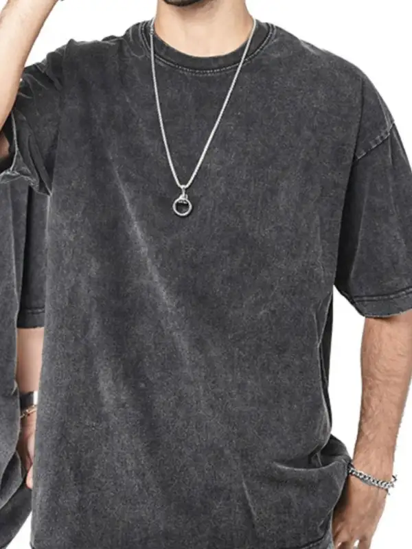Woven Crew Neck Short Sleeve Tee