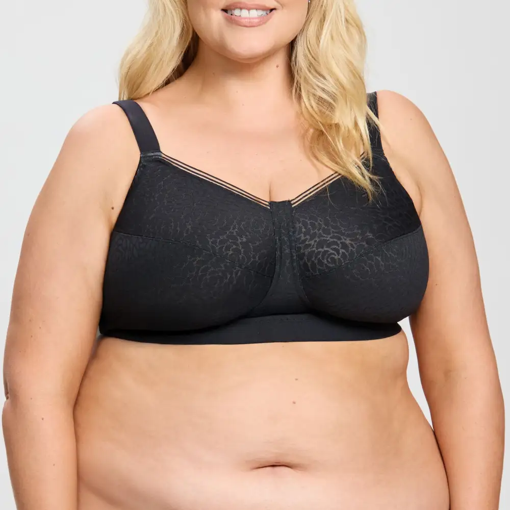 Women's Wireless Two-Part Cup Adjustable Straps Mesh Bra
