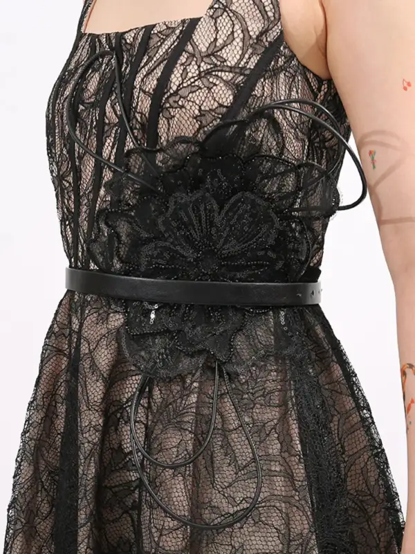 Lace Square Neck Midi Dress