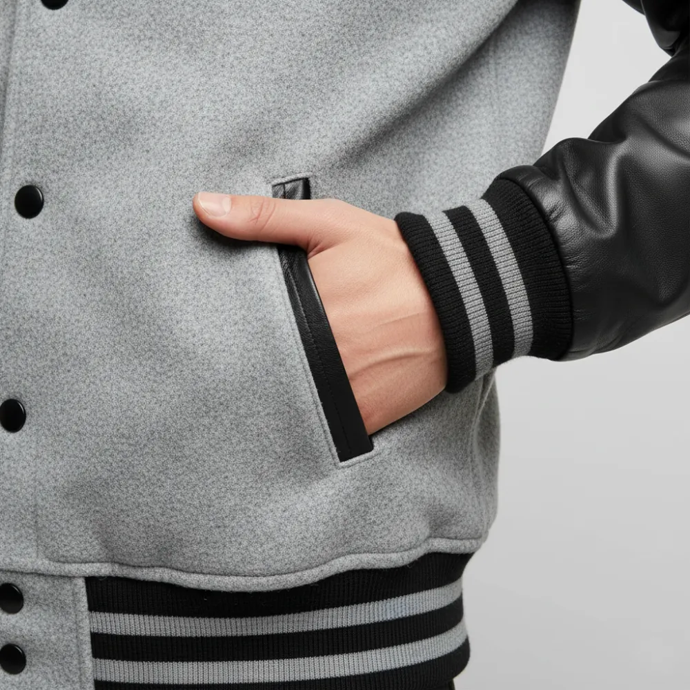Two Tone Wool Letterman Jacket