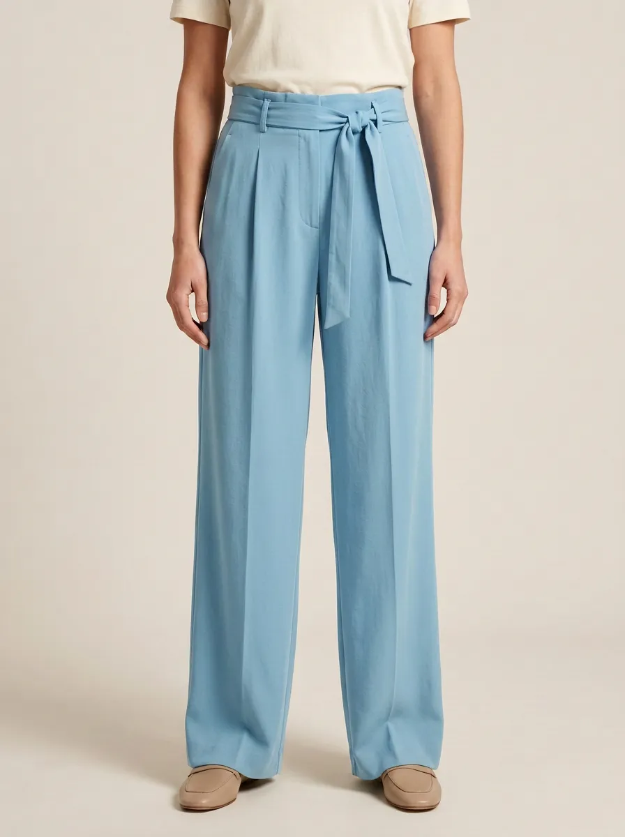 Everyday Belted High Rise Wide Leg Trousers