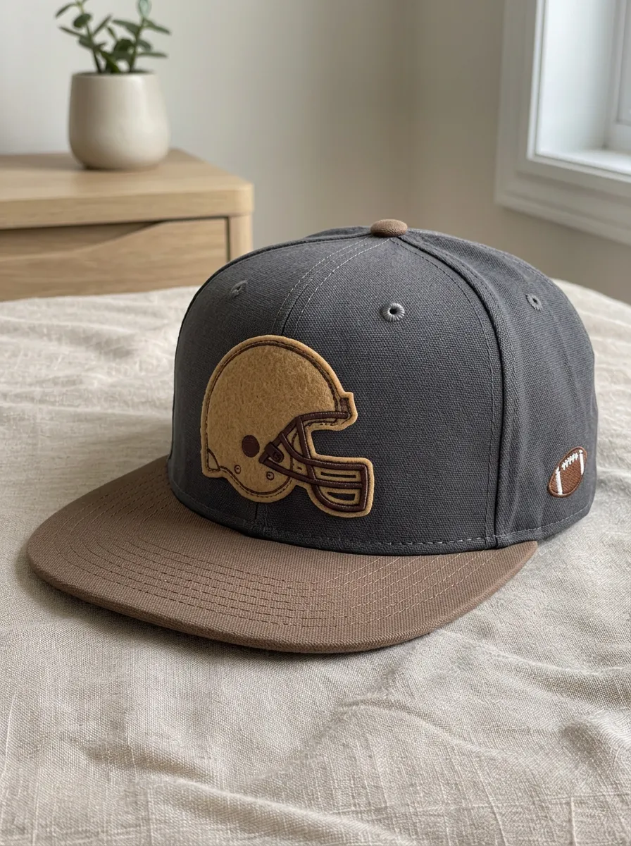 Men's Football Fan Brown Helmet Patch Embroidered Snapback Cap