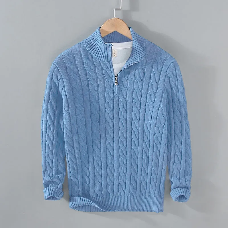 Cable-Knit Half-Zip Pullover