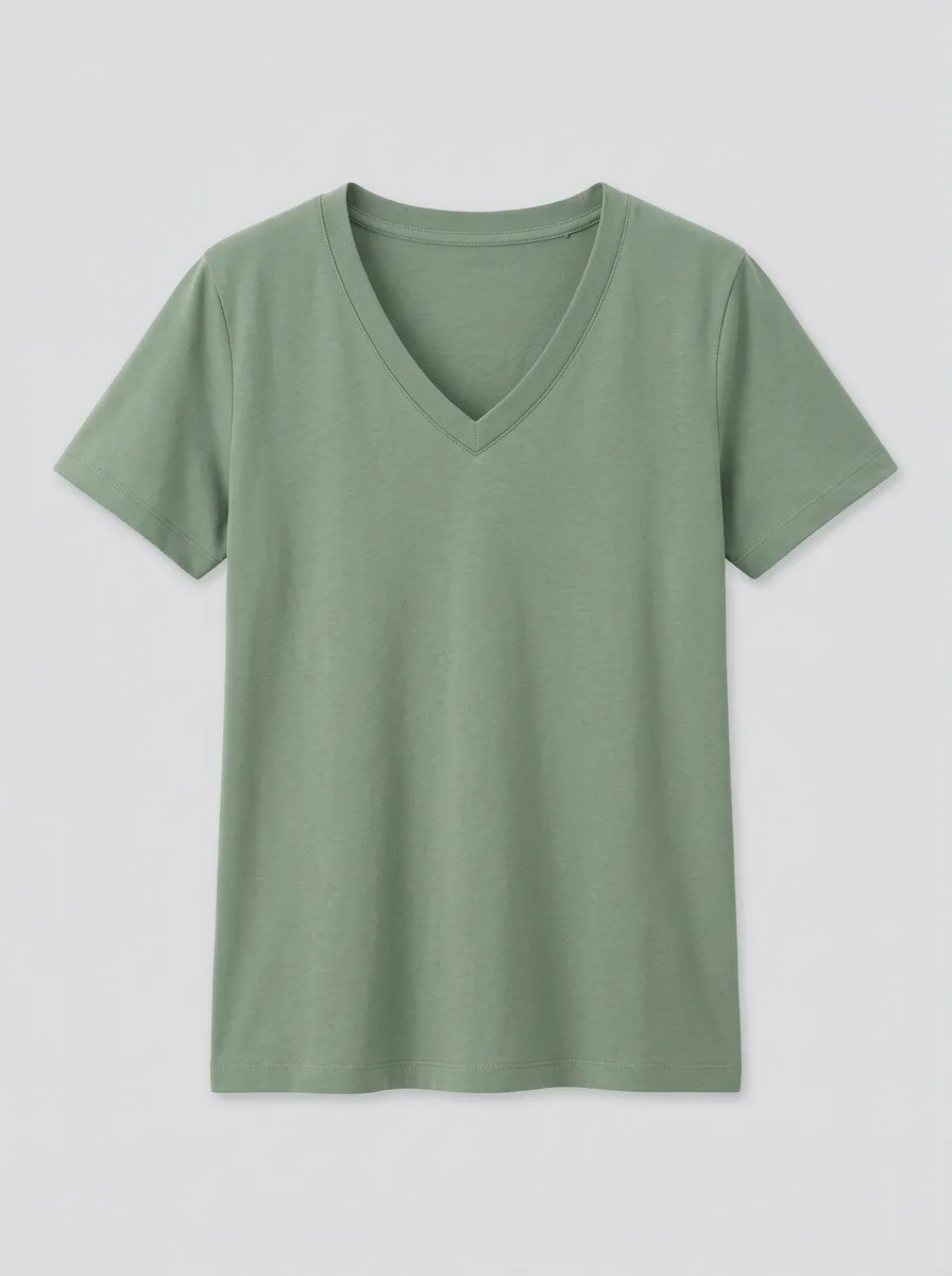 Women's Regular-Fit Minimalist V-Neck T-Shirt