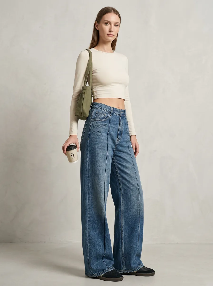 Women's Wide Leg Casual Denim Jeans