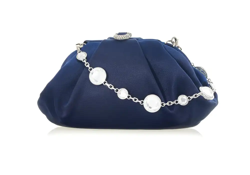 Geometric Satin Rounded Frame Crystal Minaudiere