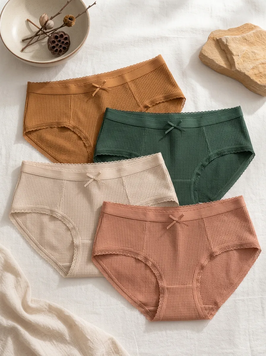 Women's Textured Waffle-Knit Briefs Set