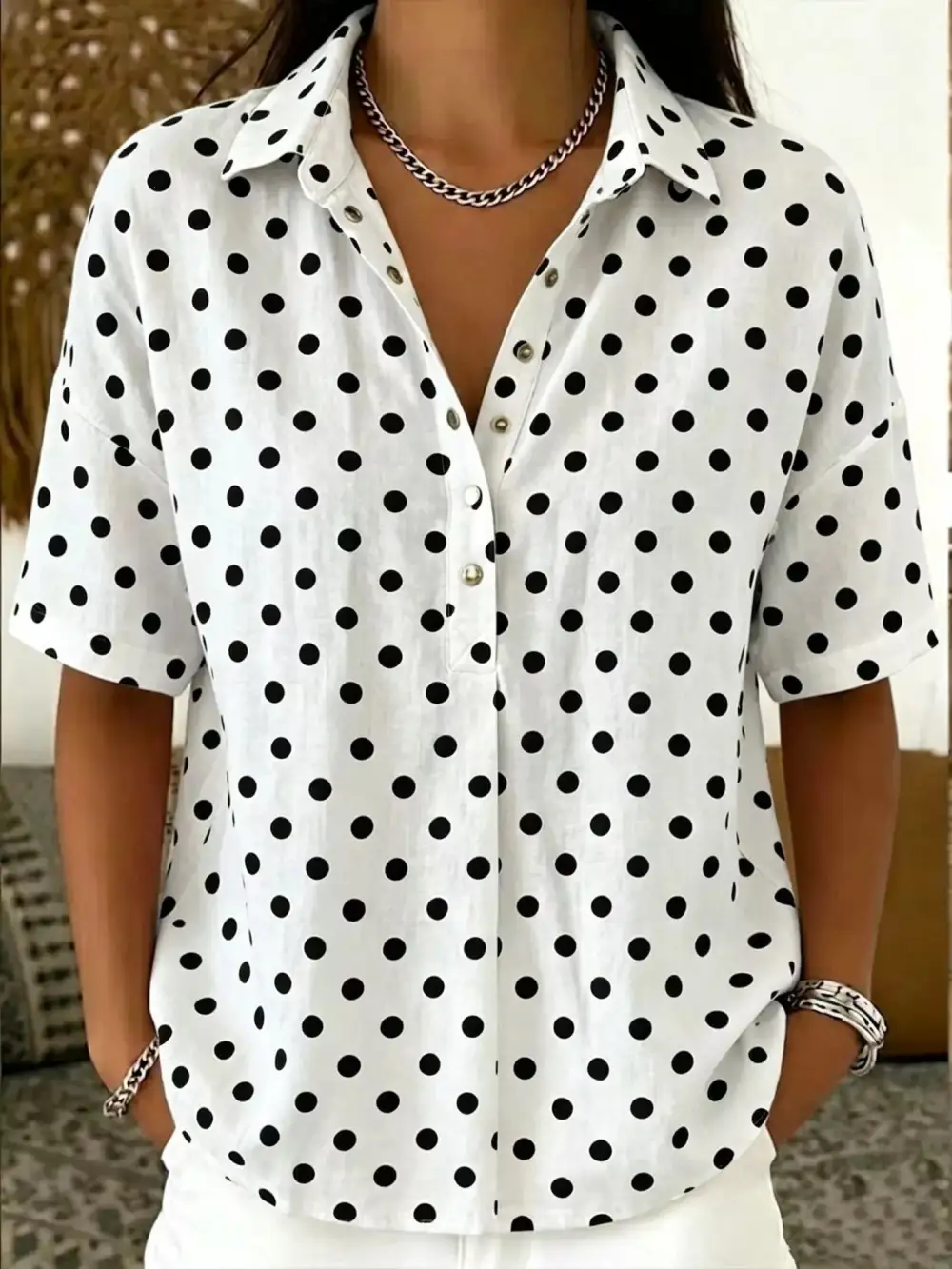 Polka Dot Short Sleeve Shirt