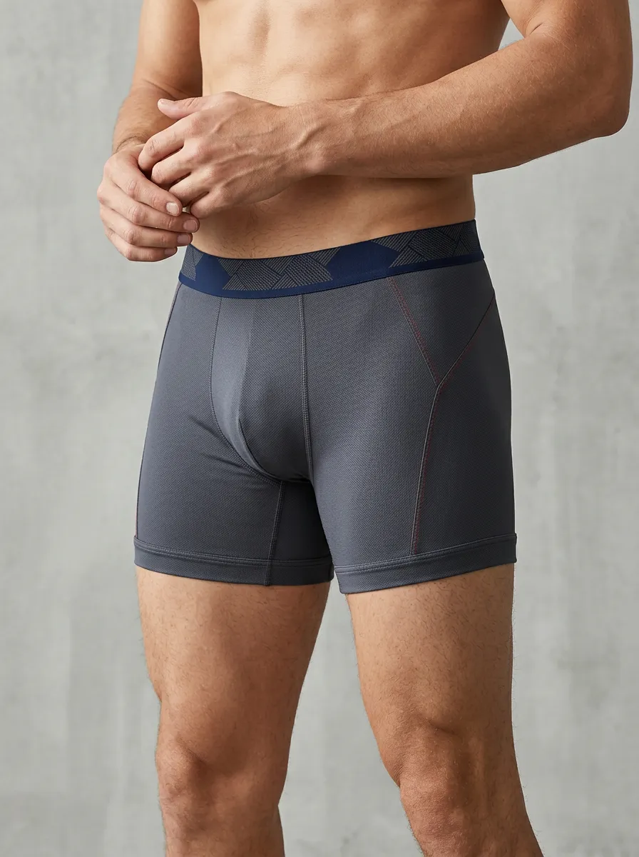 Breathable-Look Geometric Performance Athletic Modern Look Men's Boxer Briefs