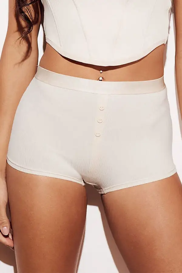 Ribbed Soft Button Boyshort