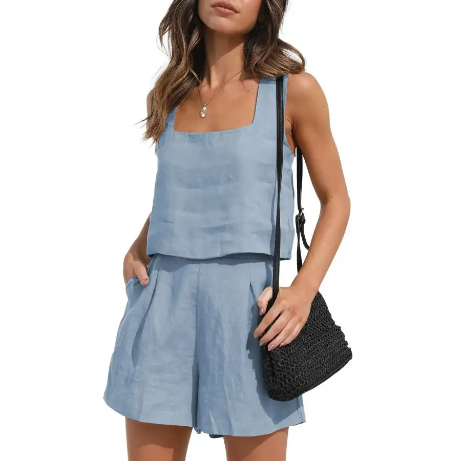 Square Neck Tank and Shorts Set