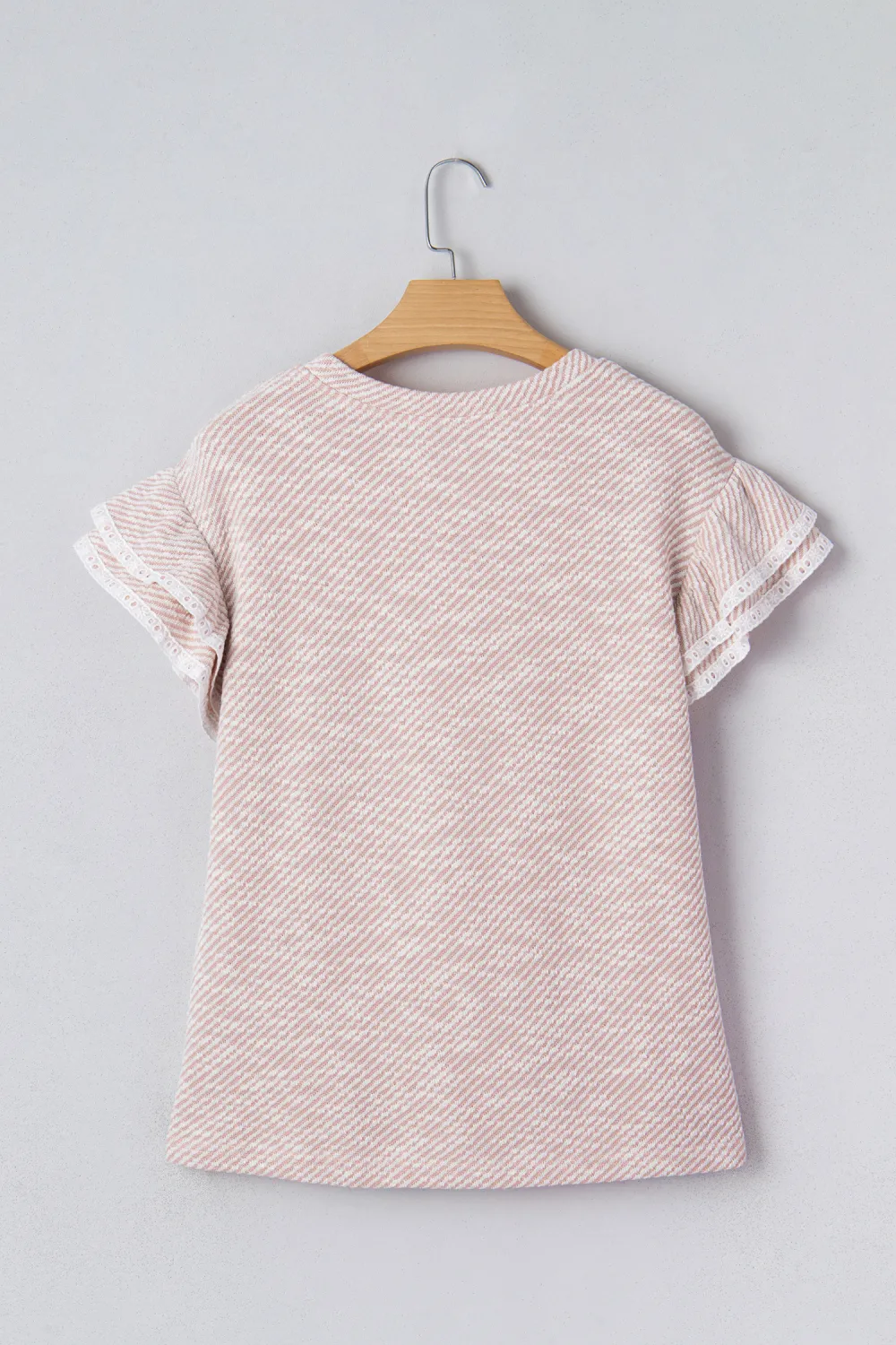 Light Pink Twilled Print Lace Blouse