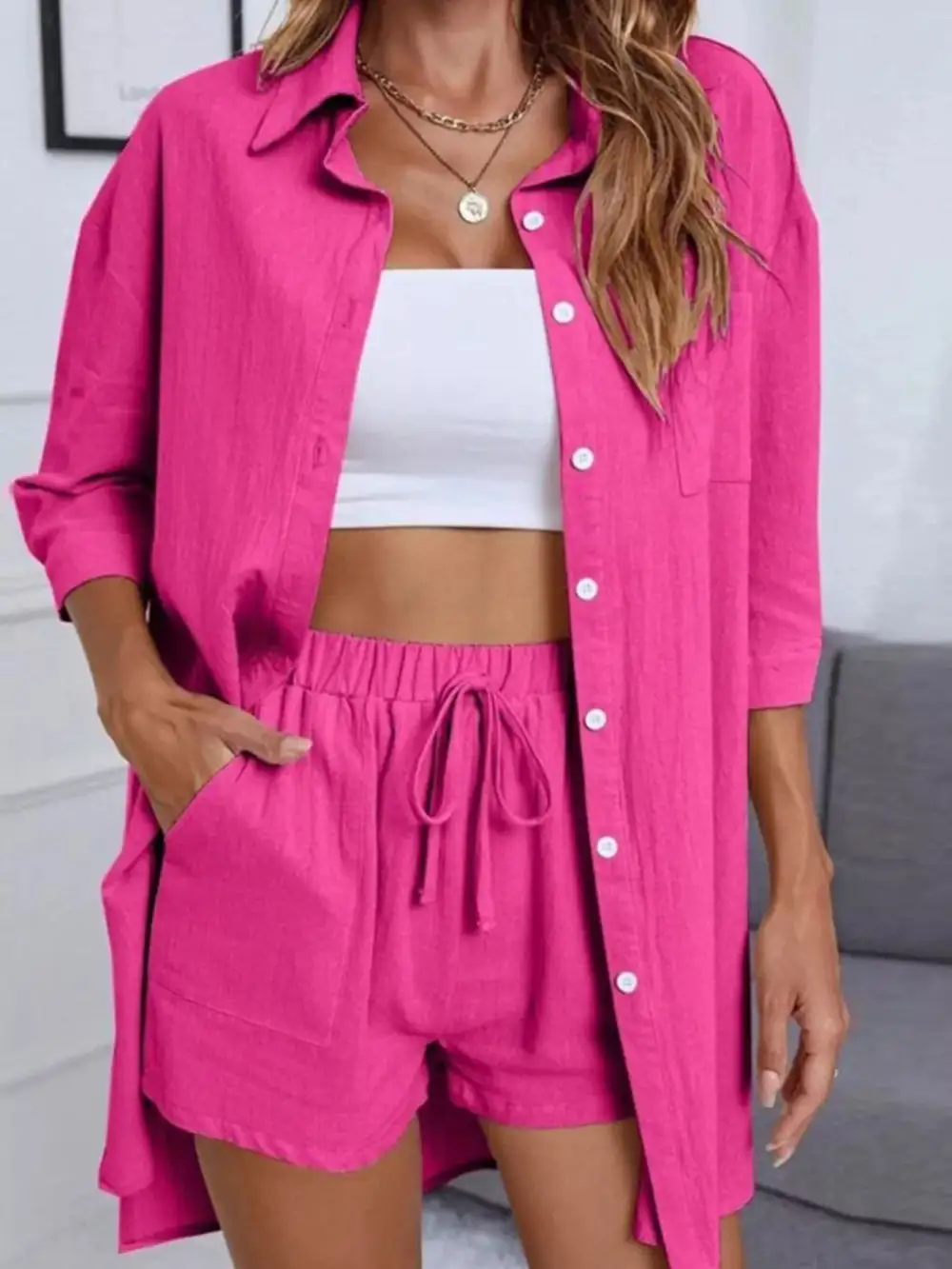 Button Down Shirt & Shorts Set