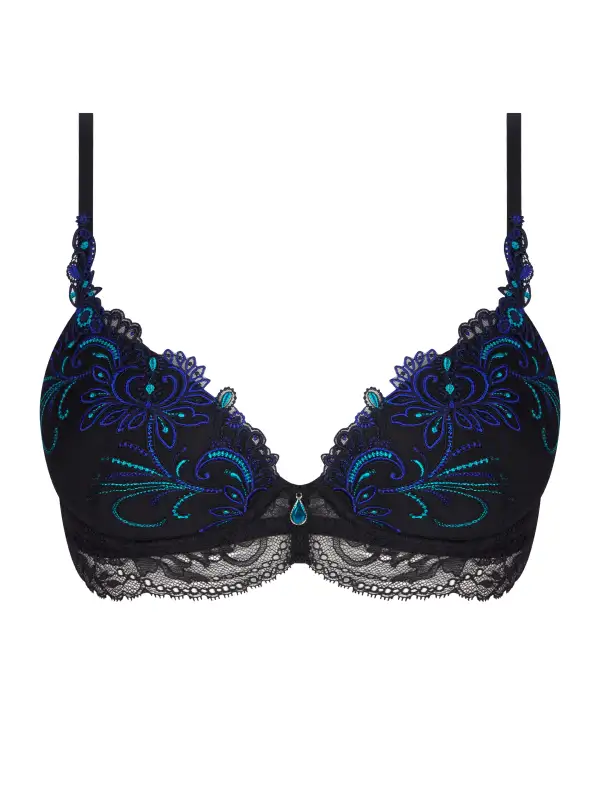 Women's Underwire Spacer Molded Padded Leotard Back Adjustable Straps Guipure Lace Scalloped Lace Bra